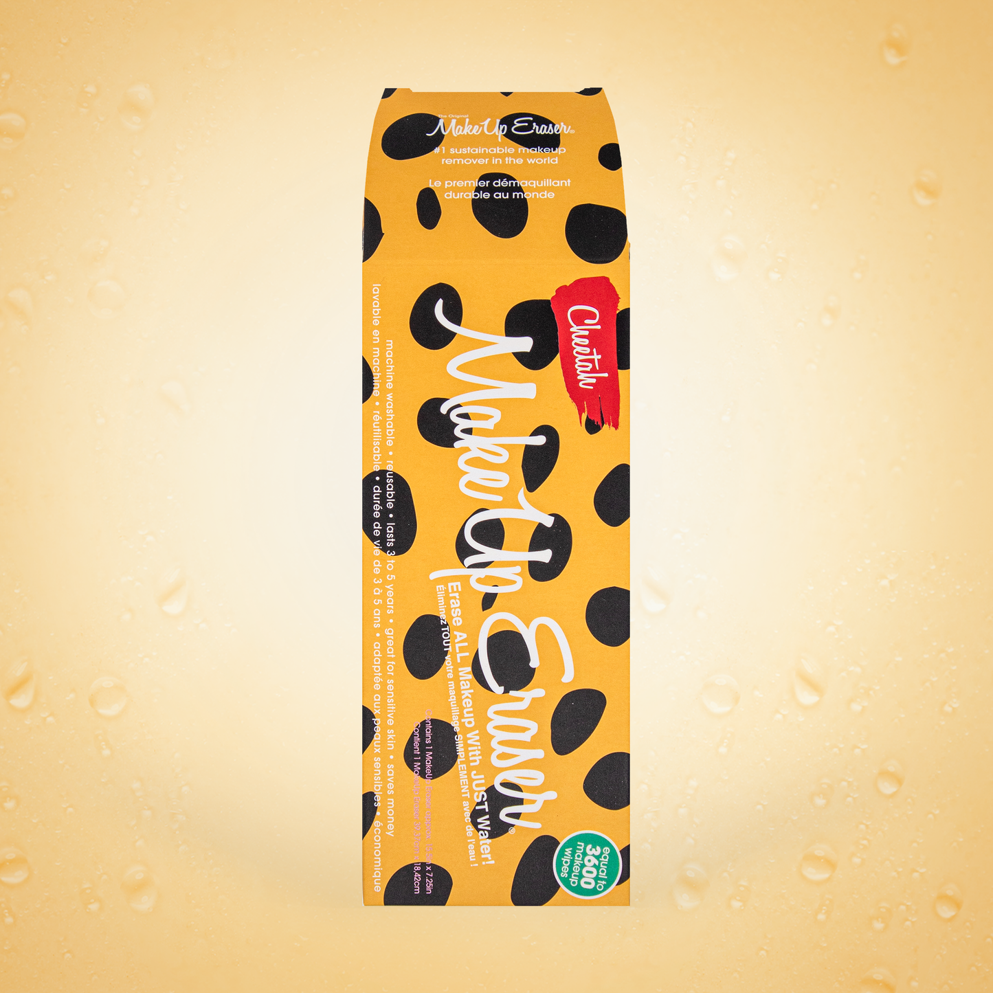 Front of Cheetah Print MakeUp Eraser packaging.