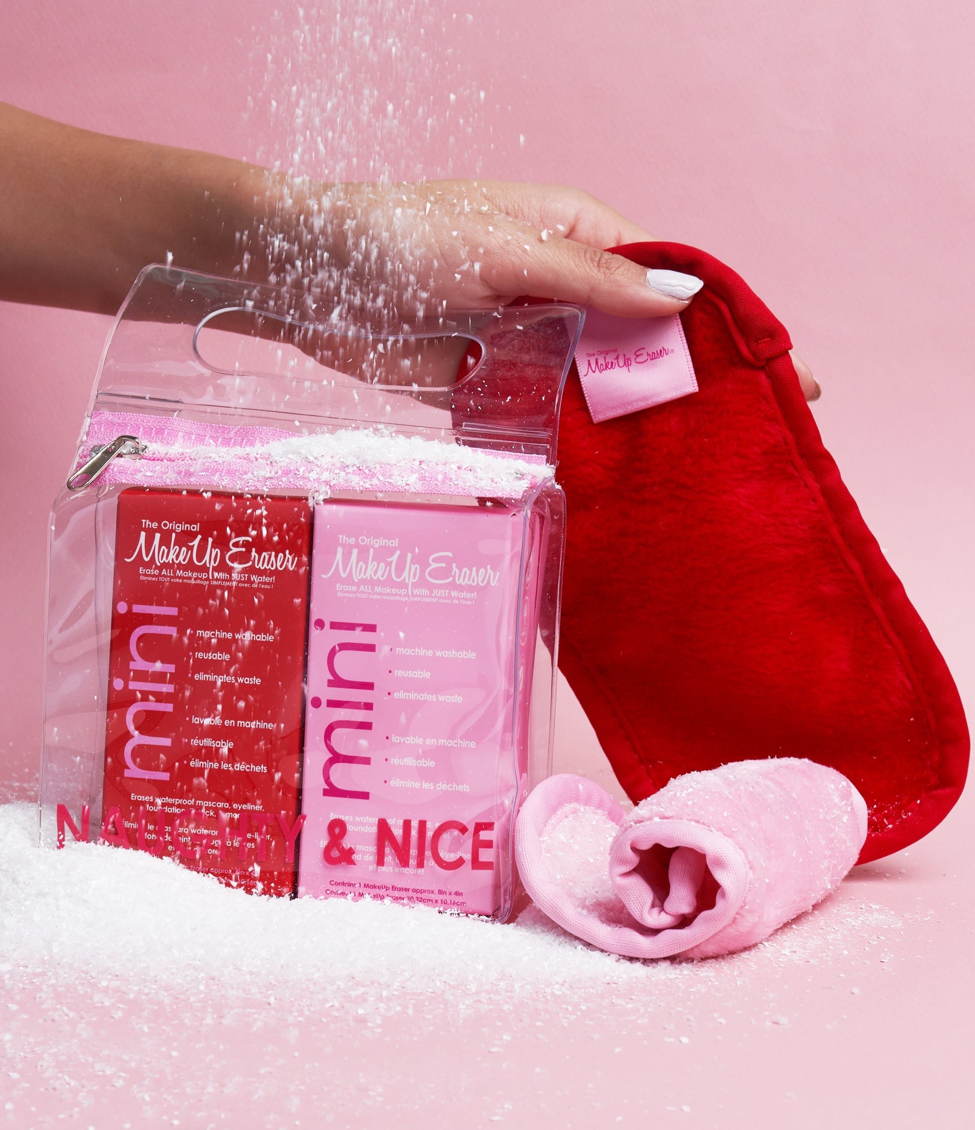 Naughty & Nice 2pc Minis packaging next to MakeUp Eraser cloths.